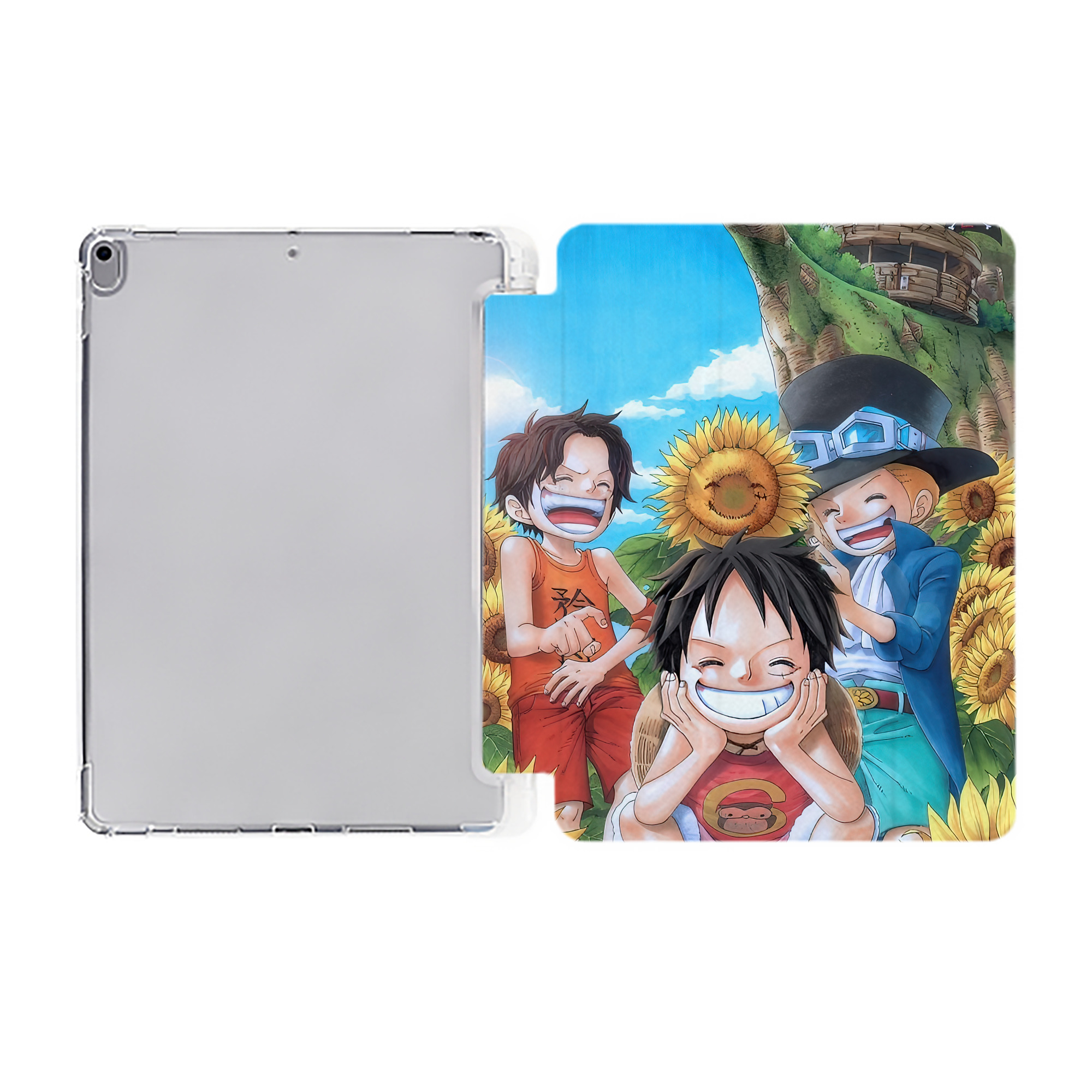 ワンピース ONE PIECE IPad ケース ペン収納付き 三つ折りスタンド PUレザー×シリコン 対応機種9.5/10.5/10.9インチ